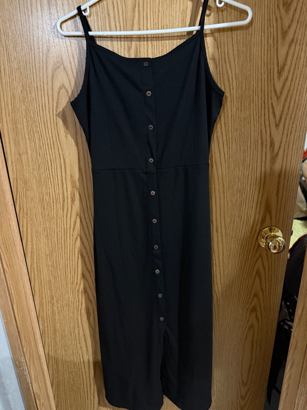 Bluenotes Black Button-Front Midi Dress with Spaghetti Straps